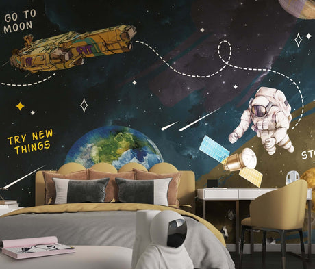 Kids Room Wallpaper Mural for the Ultimate Go to Moon Theme-ChandeliersDecor.com