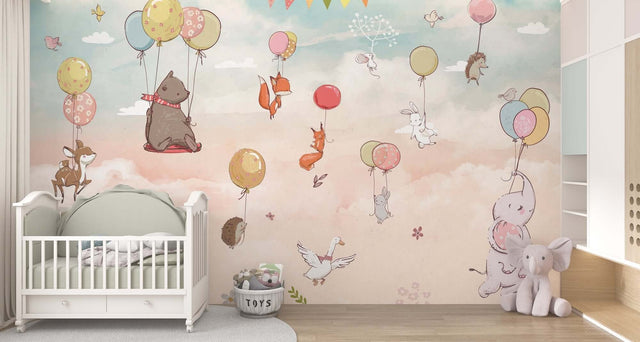 Kids Room Wallpaper Mural - Lets Fly Together-ChandeliersDecor.com
