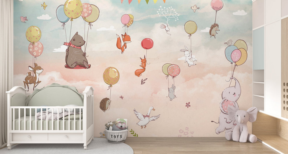 Kids Room Wallpaper Mural - Lets Fly Together-ChandeliersDecor