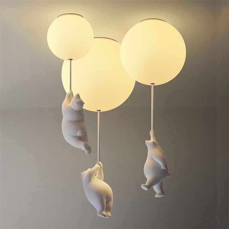 Kids Teddy Bears Holding Balloons Ceiling Light | Kids Room Decor Lights-ChandeliersDecor