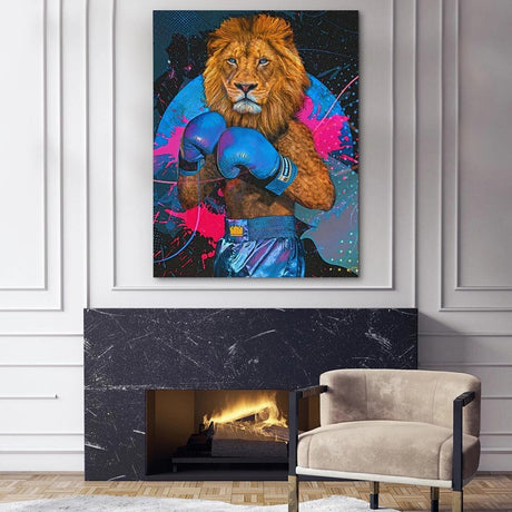 King Lion Boxer Canvas Wall Art-ChandeliersDecor