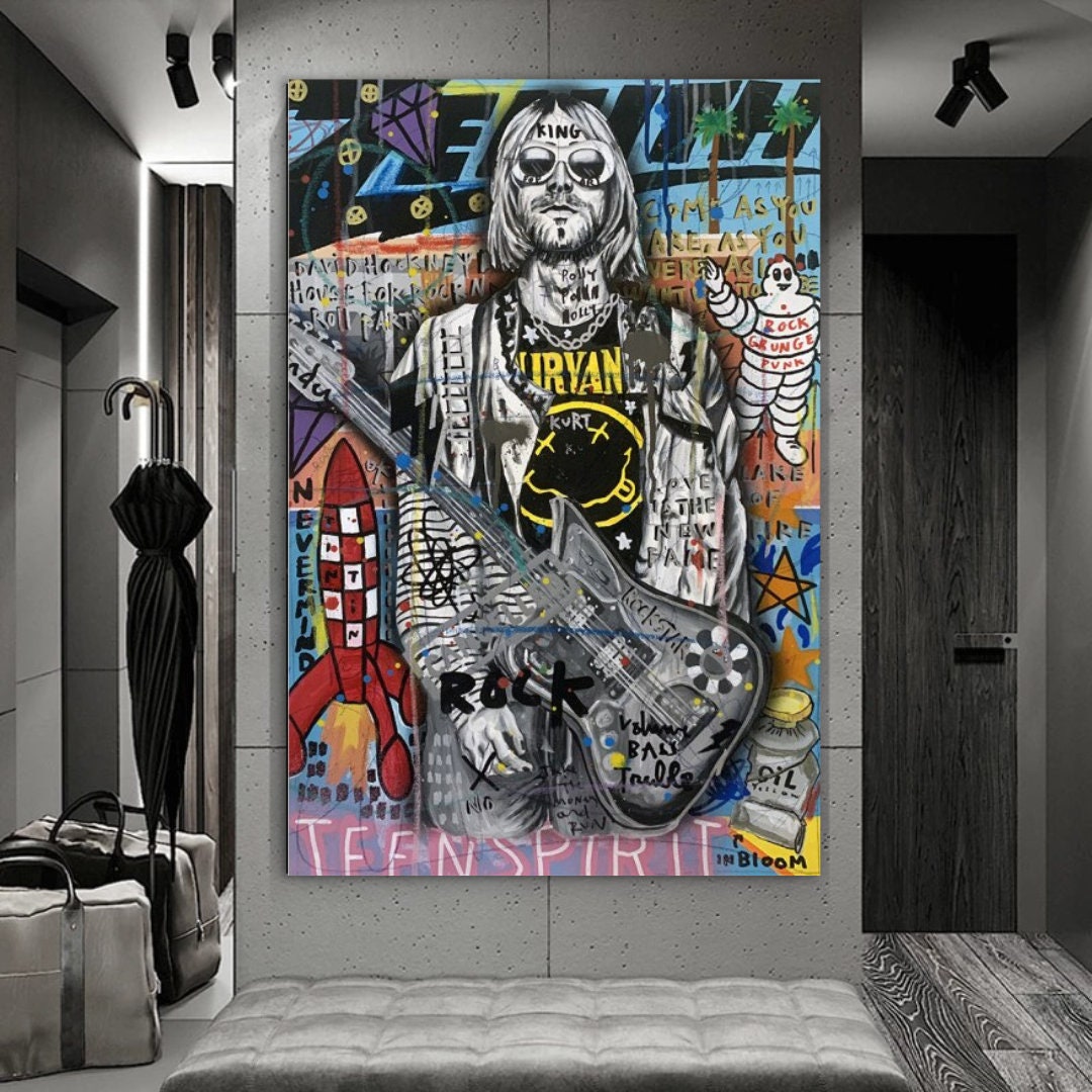 Kurt Cobain Singer Canvas Wall Art-ChandeliersDecor