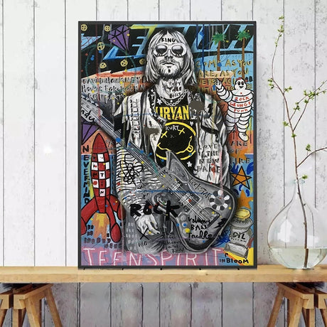 Kurt Cobain Singer Canvas Wall Art-ChandeliersDecor