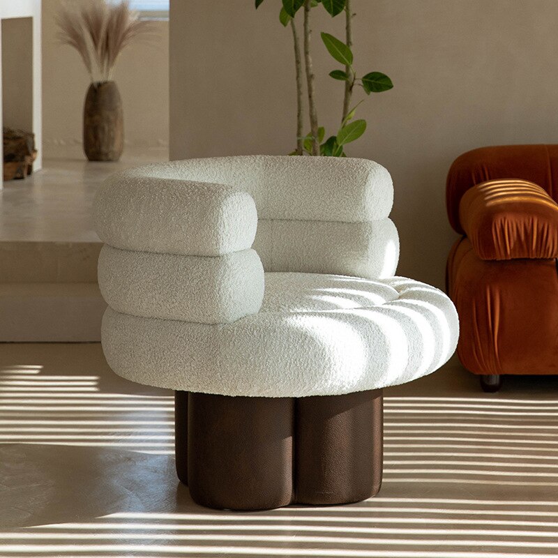 Lamb Velvet Fabric Sofa Chair-ChandeliersDecor