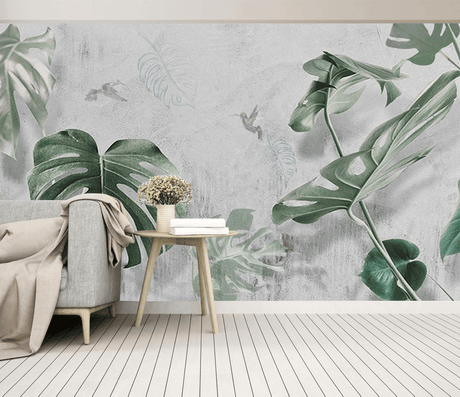 Large Green Leaf Wallpaper Murals - Stunning Wall Décor-ChandeliersDecor.com