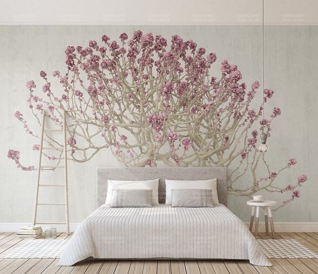 Large Pink 3D Tree Wallpaper Murals - Transform Your Walls-ChandeliersDecor