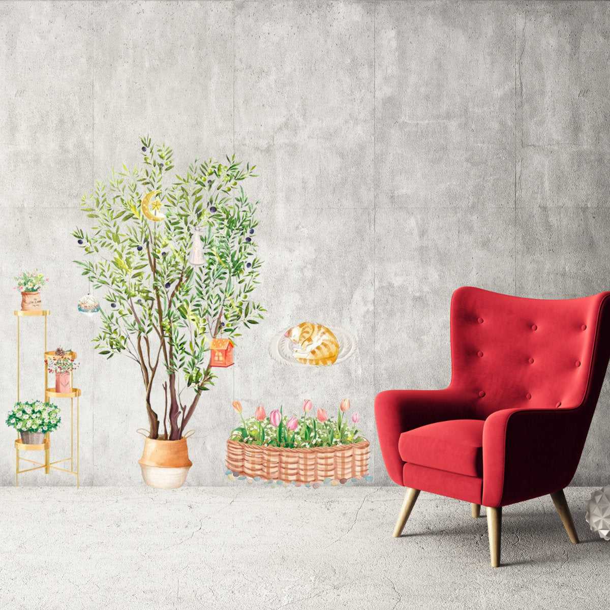Large Plant Tree Wall Stickers | Nursery Decor Wallpaper