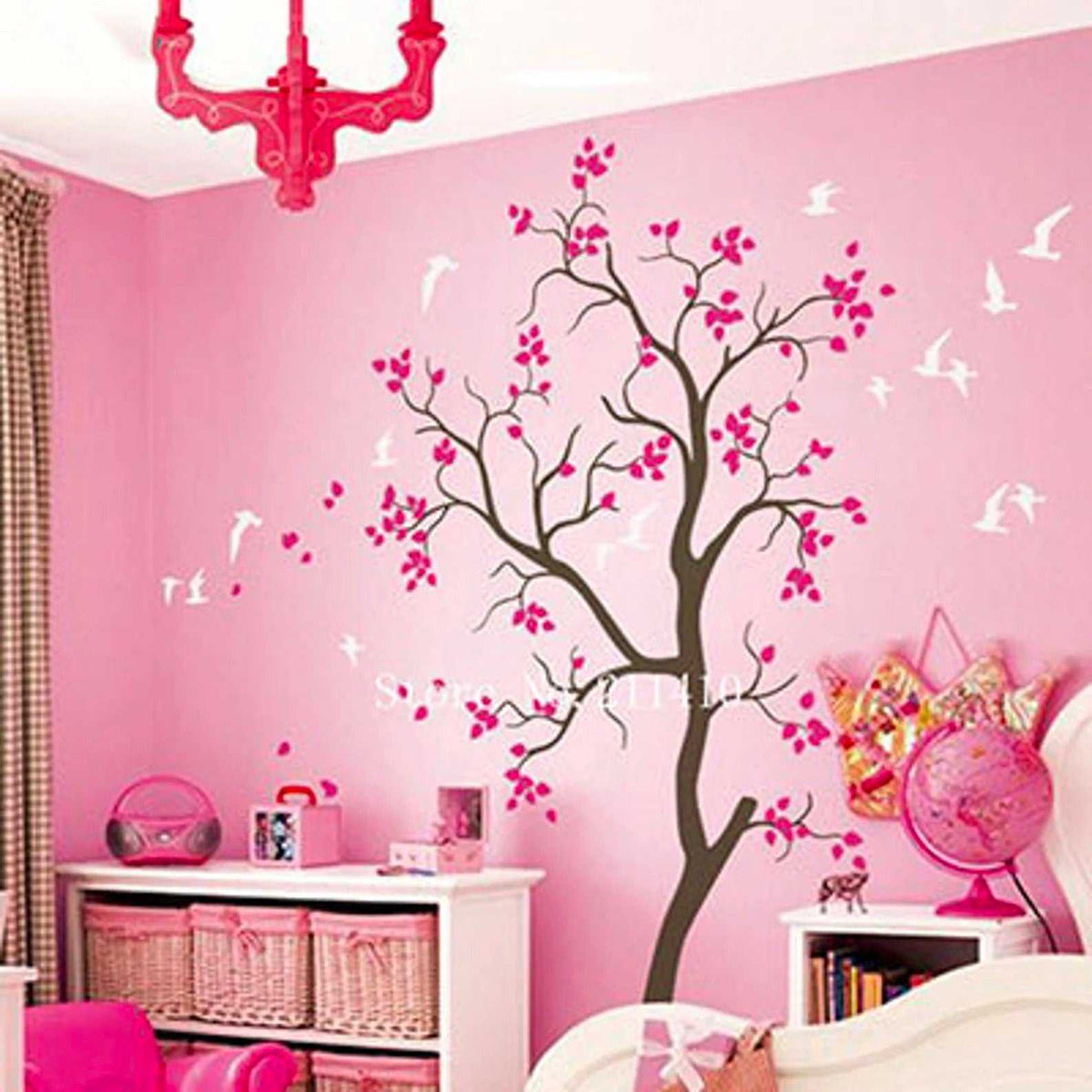 Large Tree Wall Sticker with Flying Birds | Living Room wall decal