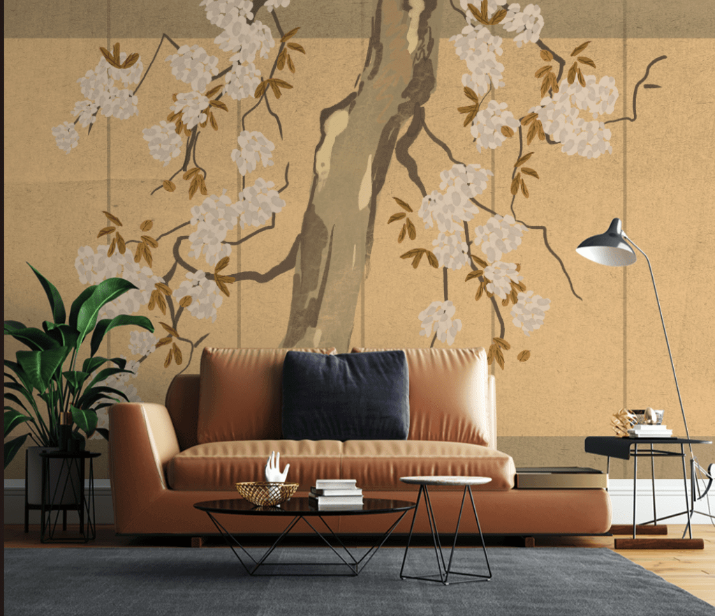 Large Tree Wallpaper Murals - Yellow Theme Tree Design-ChandeliersDecor.com