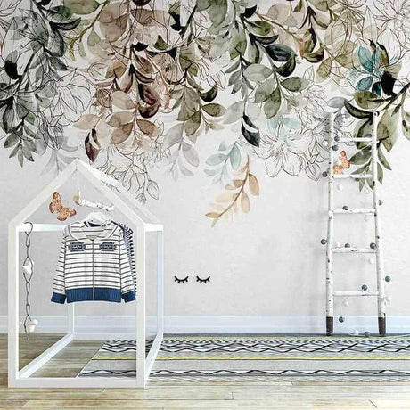 Leaf Butterfly Flower Wallpaper for Home Wall Decor-ChandeliersDecor.com