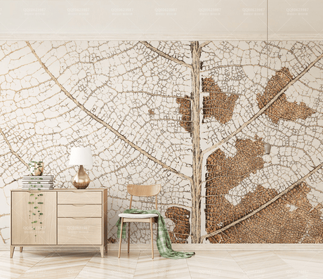 Leaf Lines Zoom Wallpaper Murals-ChandeliersDecor.com