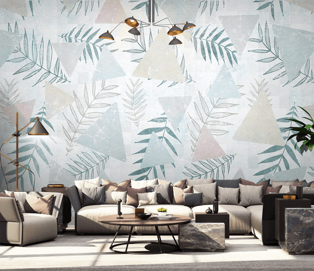 Leaf Wallpaper Murals - Geometric Pattern-ChandeliersDecor.com