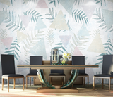 Leaf Wallpaper Murals - Geometric Pattern-ChandeliersDecor