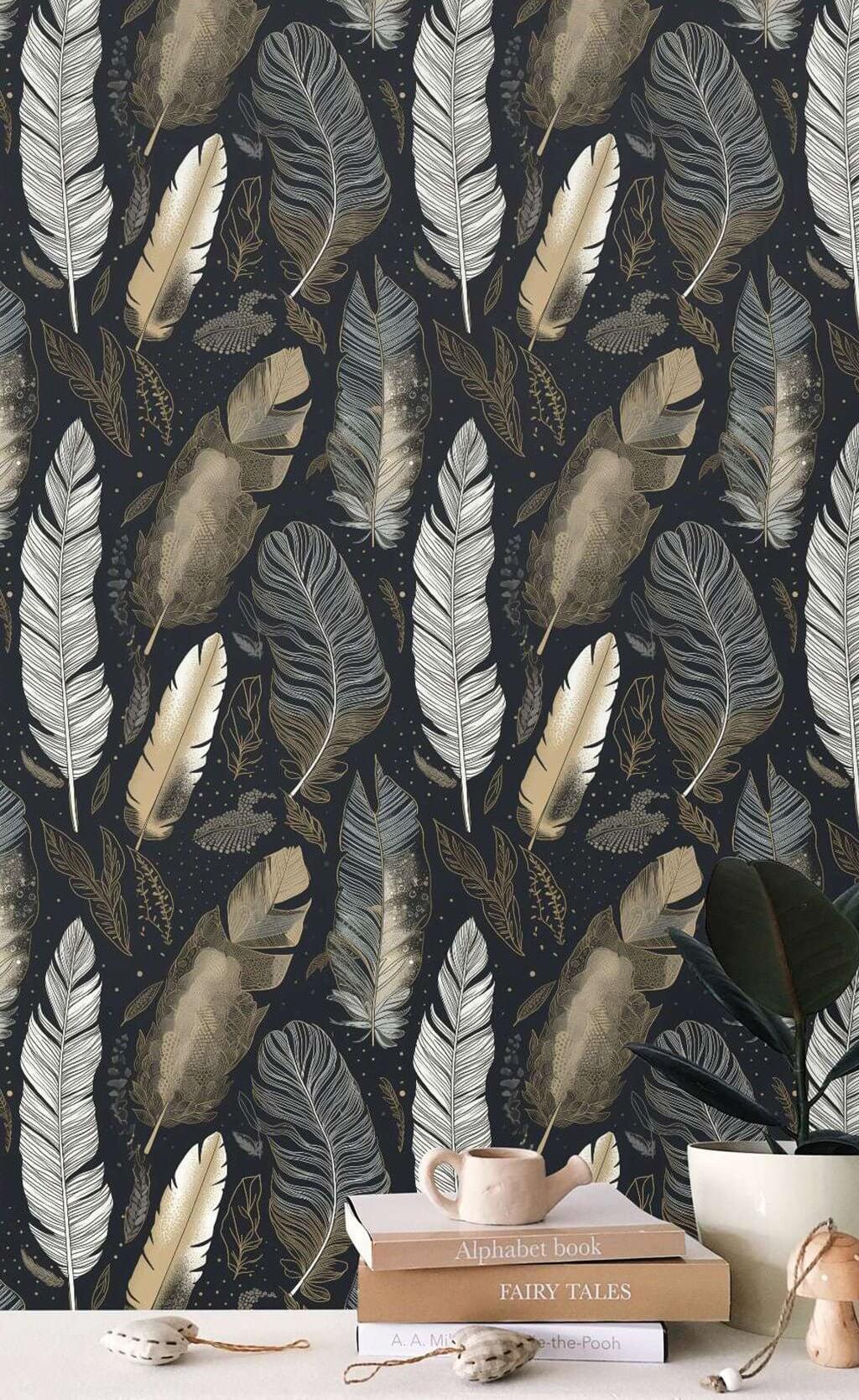 Leaves Gesture Wallpaper Mural-ChandeliersDecor.com