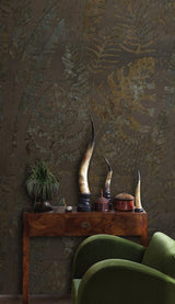 Leaves in the Dark Wallpaper Mural-ChandeliersDecor.com