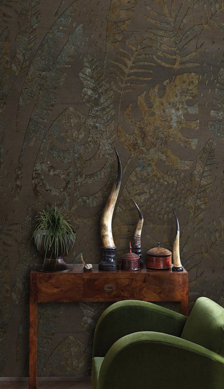 Leaves in the Dark Wallpaper Mural-ChandeliersDecor.com