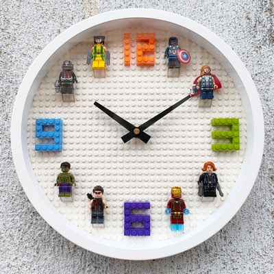 Orologio da parete Supereroe con mattoncini Lego