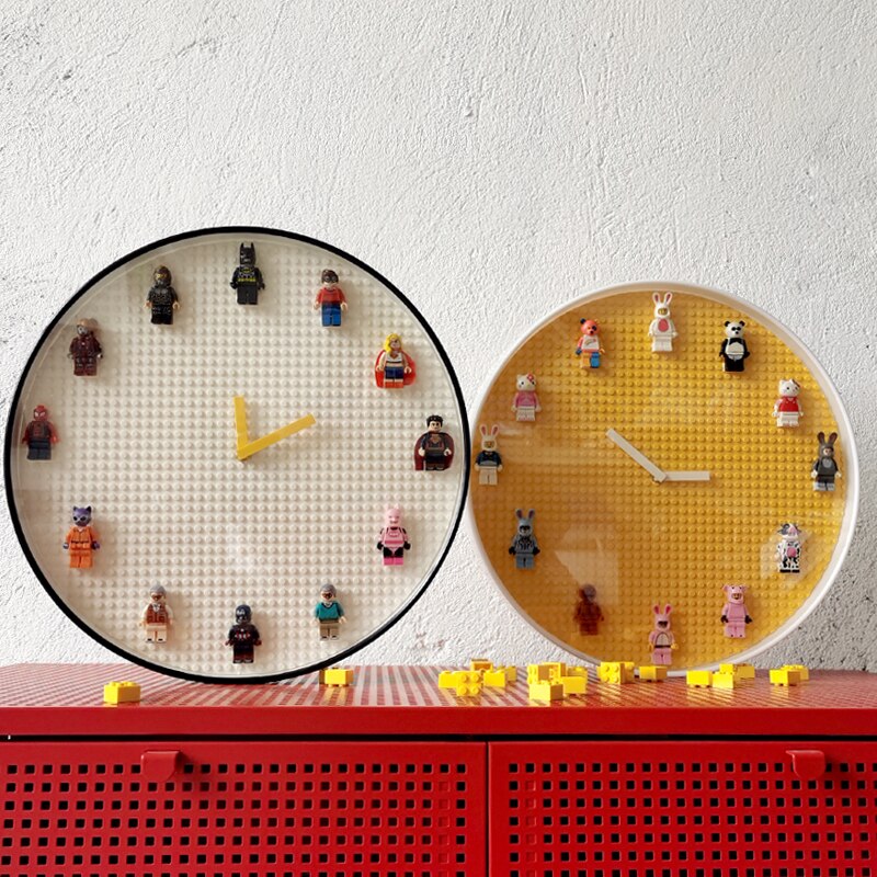 Horloge murale avec blocs de construction Lego