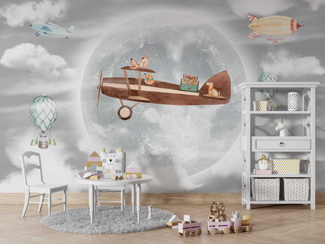 Let's Fly Together - Kids Room Wallpaper Mural-ChandeliersDecor