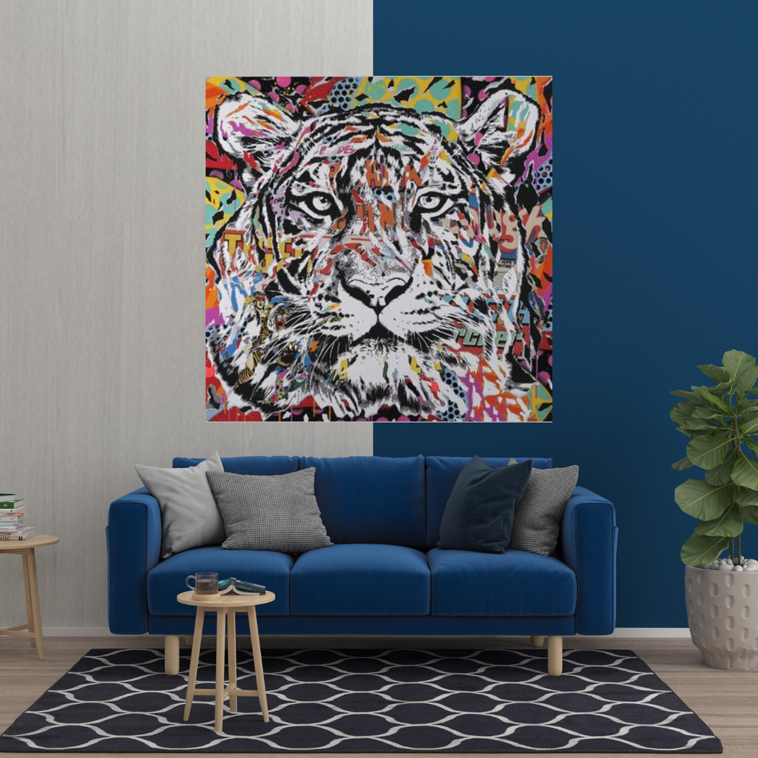 Lion Tiger Graffiti Canvas Wall Art-ChandeliersDecor