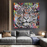 Lion Tiger Graffiti Canvas Wall Art-ChandeliersDecor