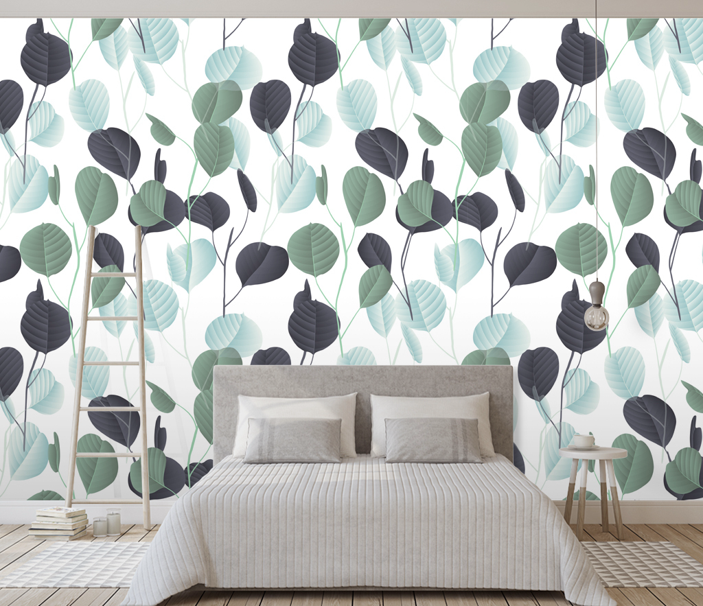 Little Green Pattern - Leaves Wallpaper Mural-ChandeliersDecor