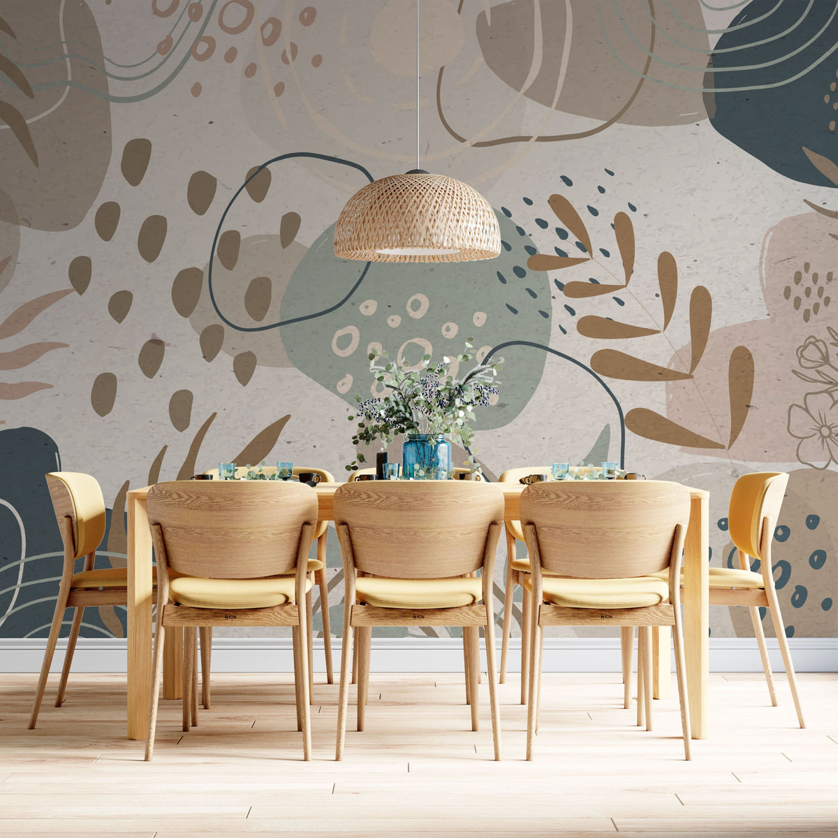 Living Room Wallpaper Mural - Abstract Topical Forest-ChandeliersDecor