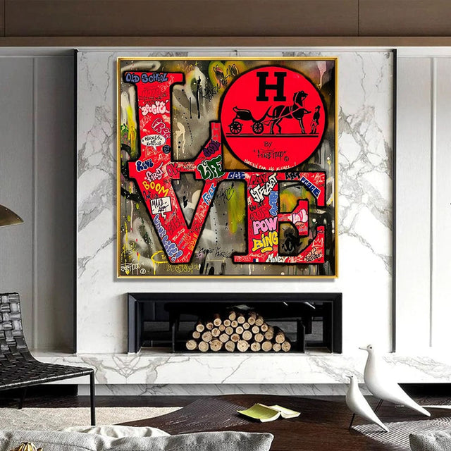 Love Graffiti Art Print: Vibrant Modern Street Art D√©cor