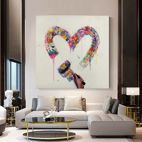 Love Heart Graffiti Canvas Wall Art