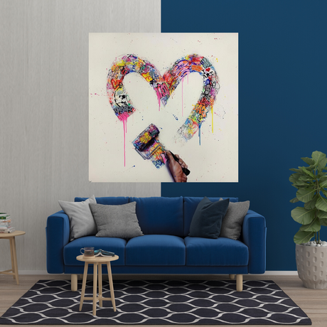 Love Heart Graffiti Canvas Wall Art-ChandeliersDecor