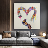 Love Heart Graffiti Canvas Wall Art-ChandeliersDecor