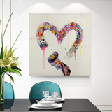 Love Heart Graffiti Canvas Wall Art-ChandeliersDecor