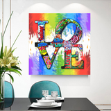 Love Rainbow Graffiti Canvas Wall Art-ChandeliersDecor