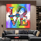 Love Rainbow Graffiti Canvas Wall Art-ChandeliersDecor