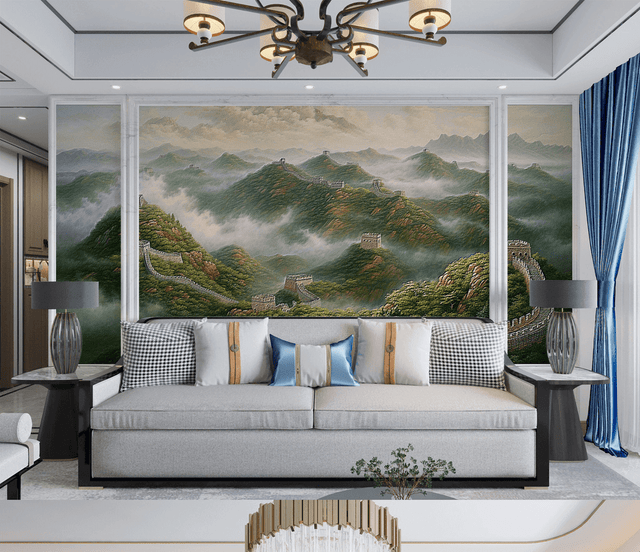 Lush Green Hills Design - Mountains Wallpaper Murals-ChandeliersDecor.com