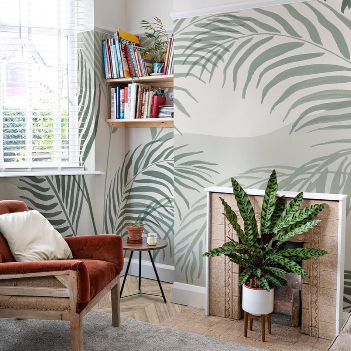 Lush Green Tropical Vibe Mural Wallpaper-ChandeliersDecor