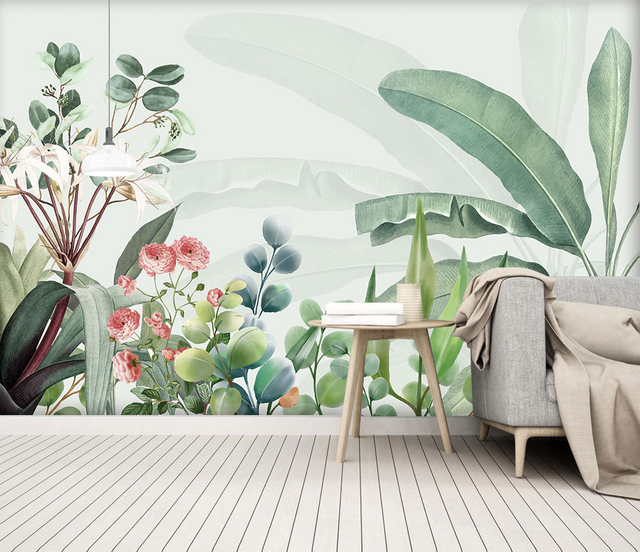 Lush Greens Tropical Wallpaper Murals: Bring Tropics Home-ChandeliersDecor