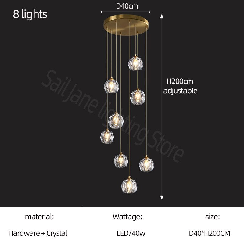 Luxury Crystal Stair Chandelier - Football Shape-ChandeliersDecor