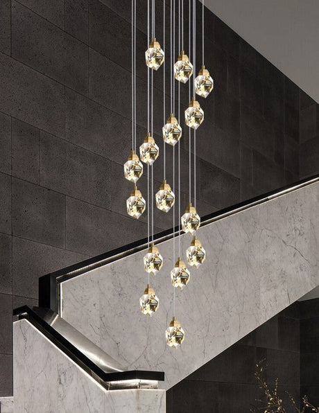 Luxury Crystal Staircase Chandelier with LED Lights-ChandeliersDecor