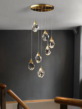 Luxury Crystal Staircase Chandelier with LED Lights-ChandeliersDecor