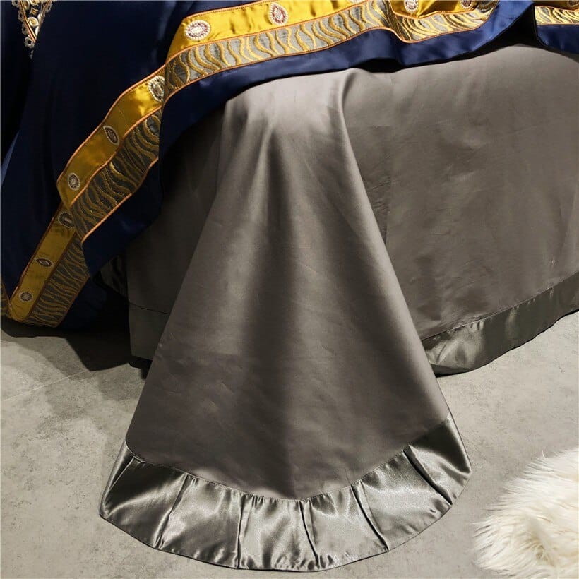 Luxury Damask Embroidery Egyptian Cotton Satin Silk Bedding set