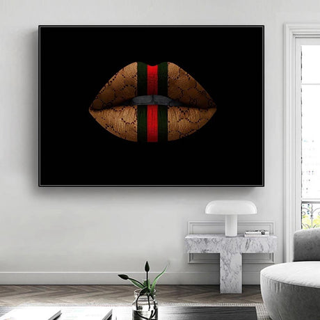 Luxury Lips Wall Art Canvas Painting Women Mouth Poster and Prints Modern Fashion Pictures Print For Living Room Home Decoration-ChandeliersDecor