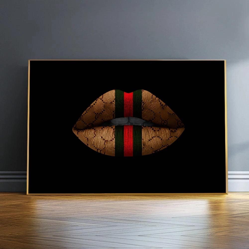 Luxury Lips Wall Art Canvas Painting Women Mouth Poster and Prints Modern Fashion Pictures Print For Living Room Home Decoration-ChandeliersDecor