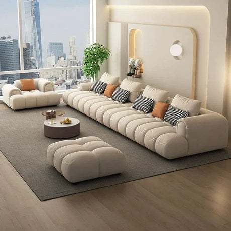 Luxury Sectional Calf Leather Sofa Cama Chaise Sofa Set-ChandeliersDecor