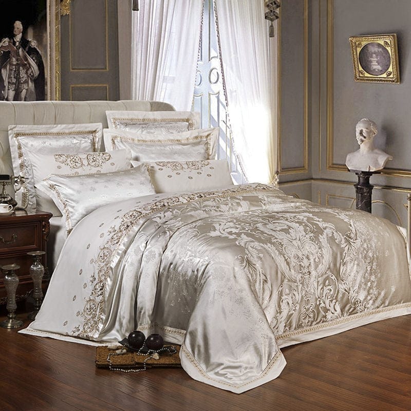 Luxury Silky Satin Jacquard Embroidery bedding set