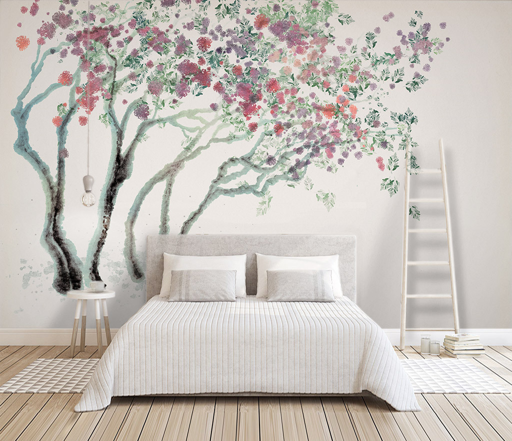 Magnolia Traditional Design: Tree Art Wallpaper Mural-ChandeliersDecor