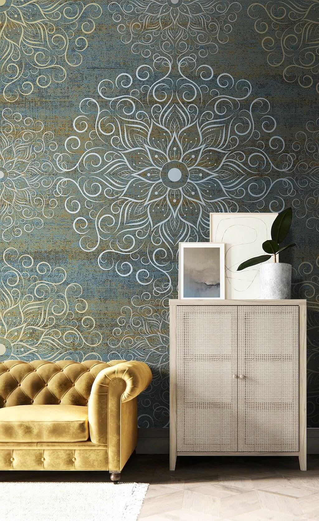 Mandala Abstract Yoga Pattern Wallpaper Mural-ChandeliersDecor.com