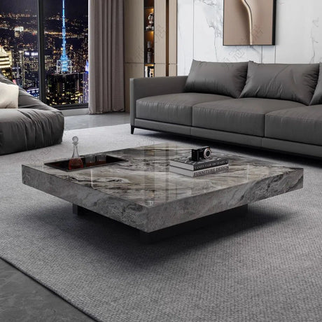 Marble Gloss Coffee Table-ChandeliersDecor