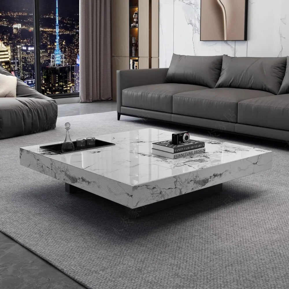 Marble Gloss Coffee Table-ChandeliersDecor