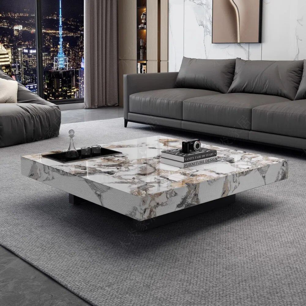 Marble Gloss Coffee Table-ChandeliersDecor